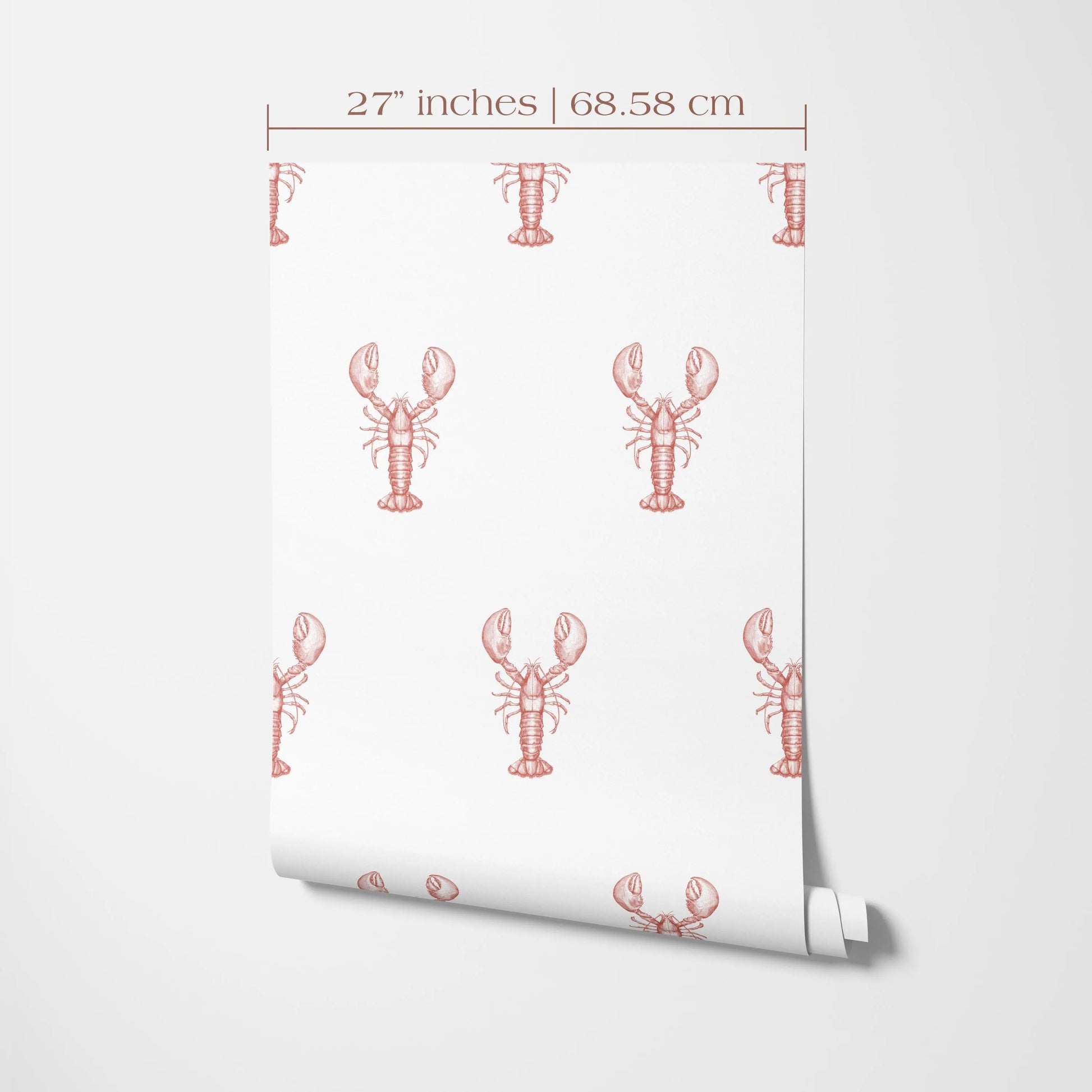 a repeating pattern of red lobster illustrations on a white background.