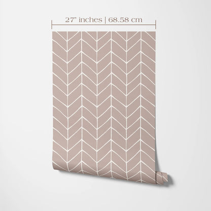 a piece of wall decor with a repeating pattern of white lines arranged in a zigzag design. The pattern is displayed on a white background, and there is a measurement scale at the top indicating the size of the pattern in inches and centimeters.