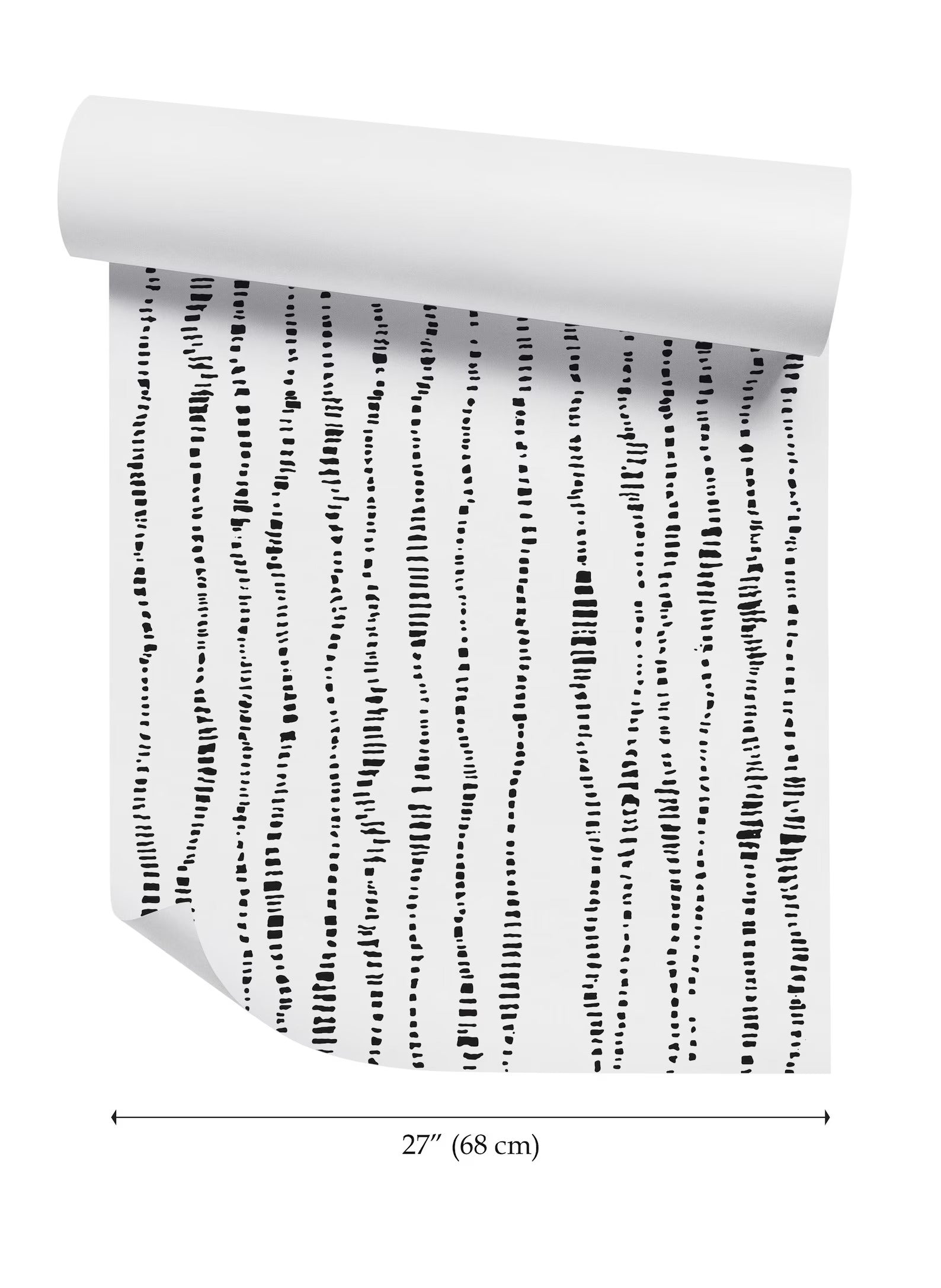 a roll of paper with a repeating pattern of vertical lines, which appears to be a minimalist design.