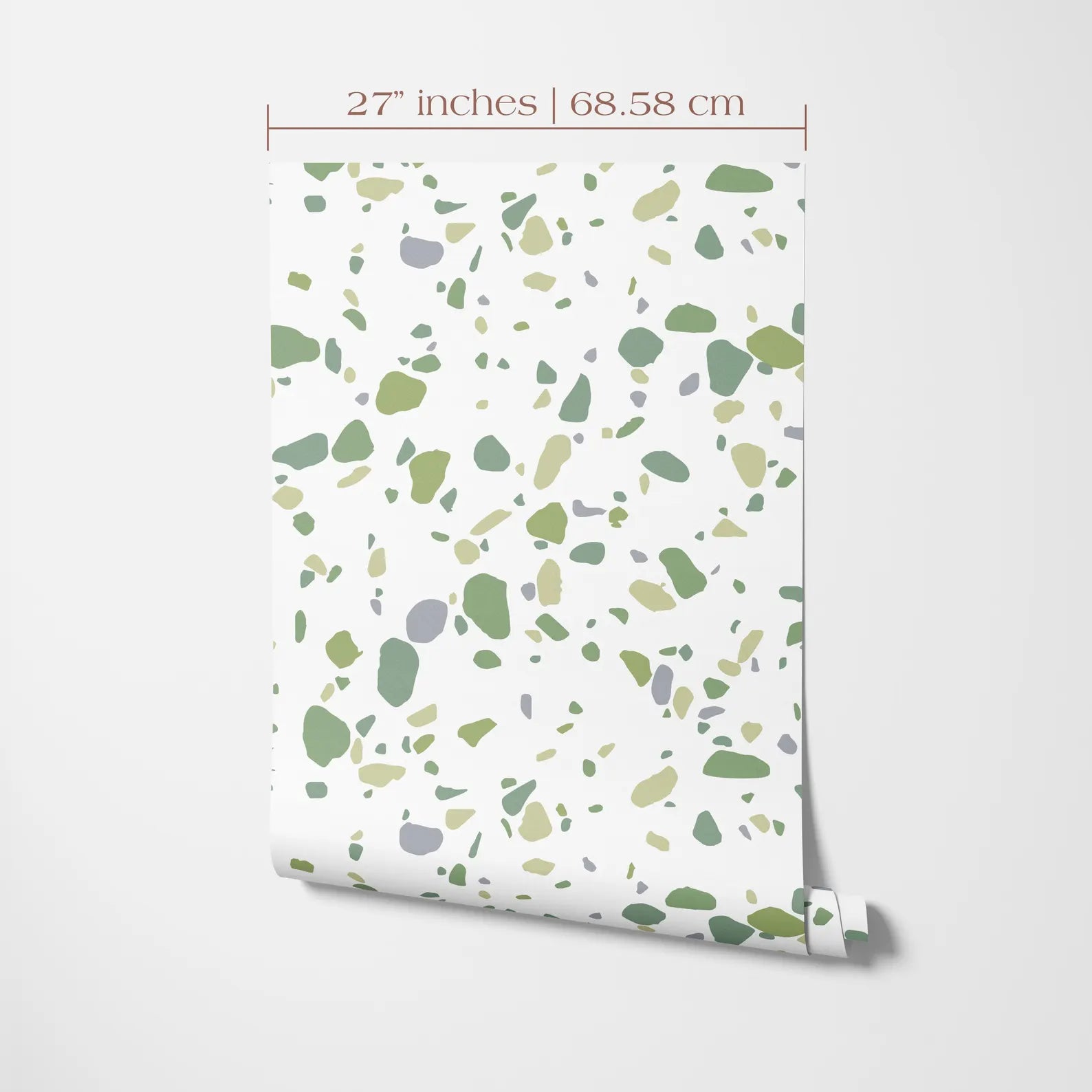 a pattern of green and gray stones or pebbles on a white background.