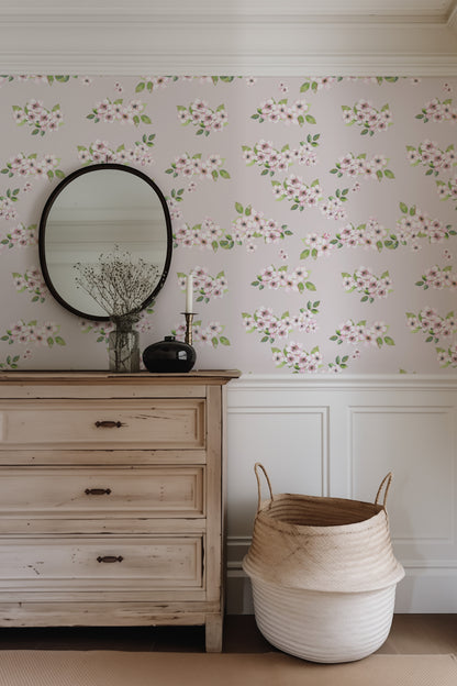 a dresser with a mirror and a vase on top of it