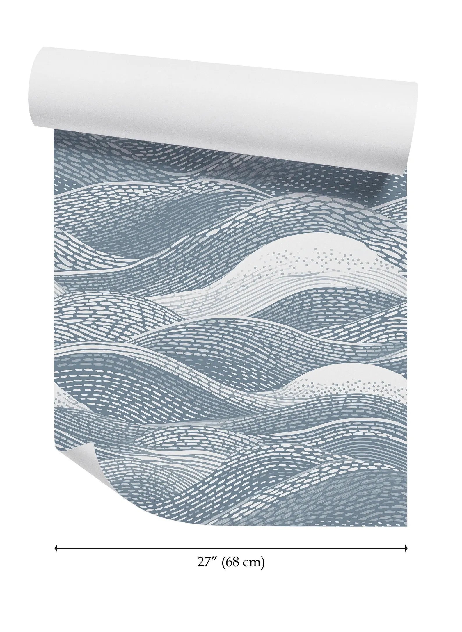 a pattern of wavy lines in shades of blue and gray, with a white background.