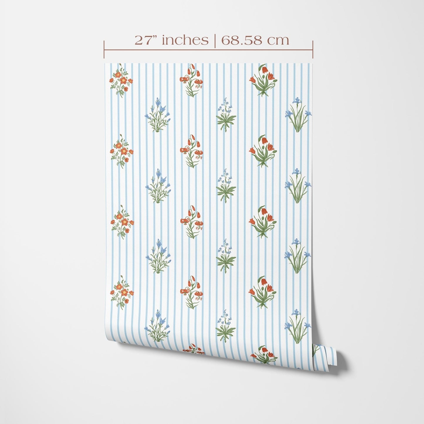 White Blue Floral Wallpaper
