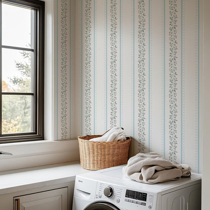Blue Delicate Floral Wallpaper