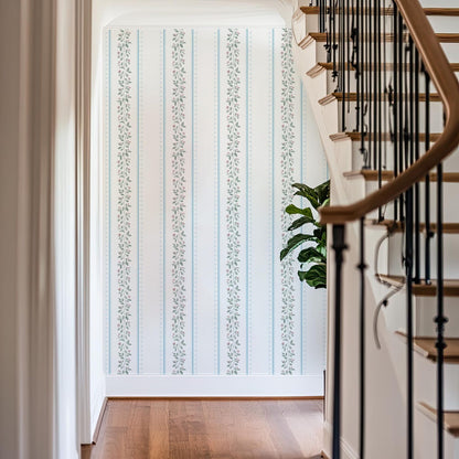 Blue Delicate Floral Wallpaper