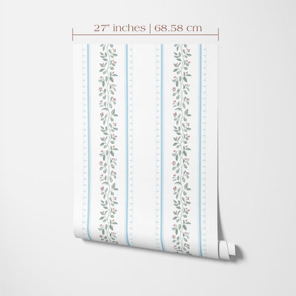 Blue Delicate Floral Wallpaper