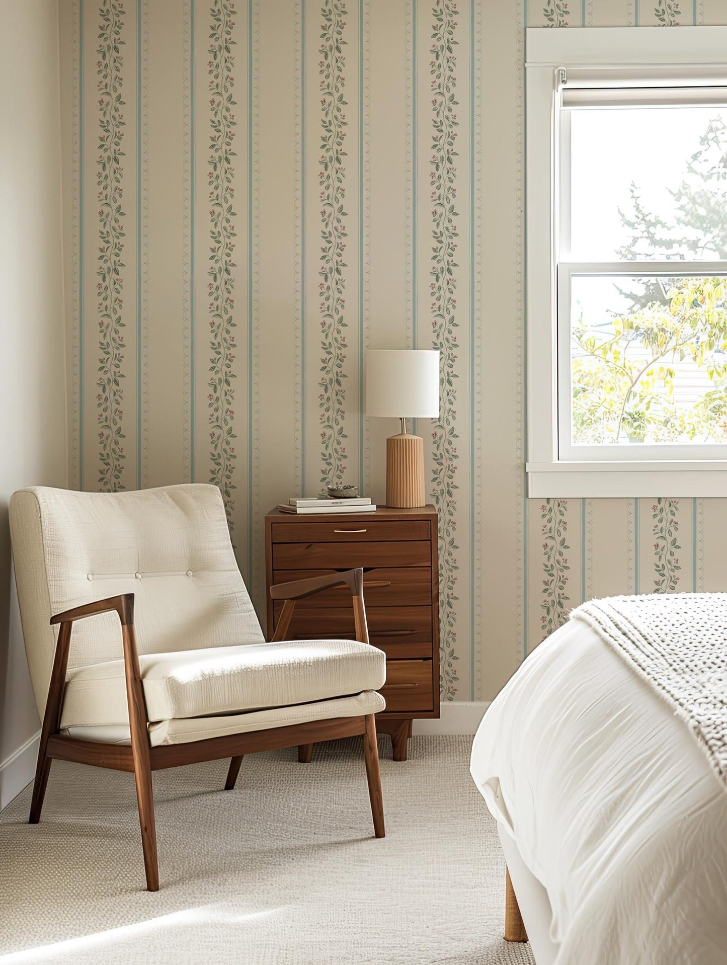 Blue Delicate Floral Wallpaper