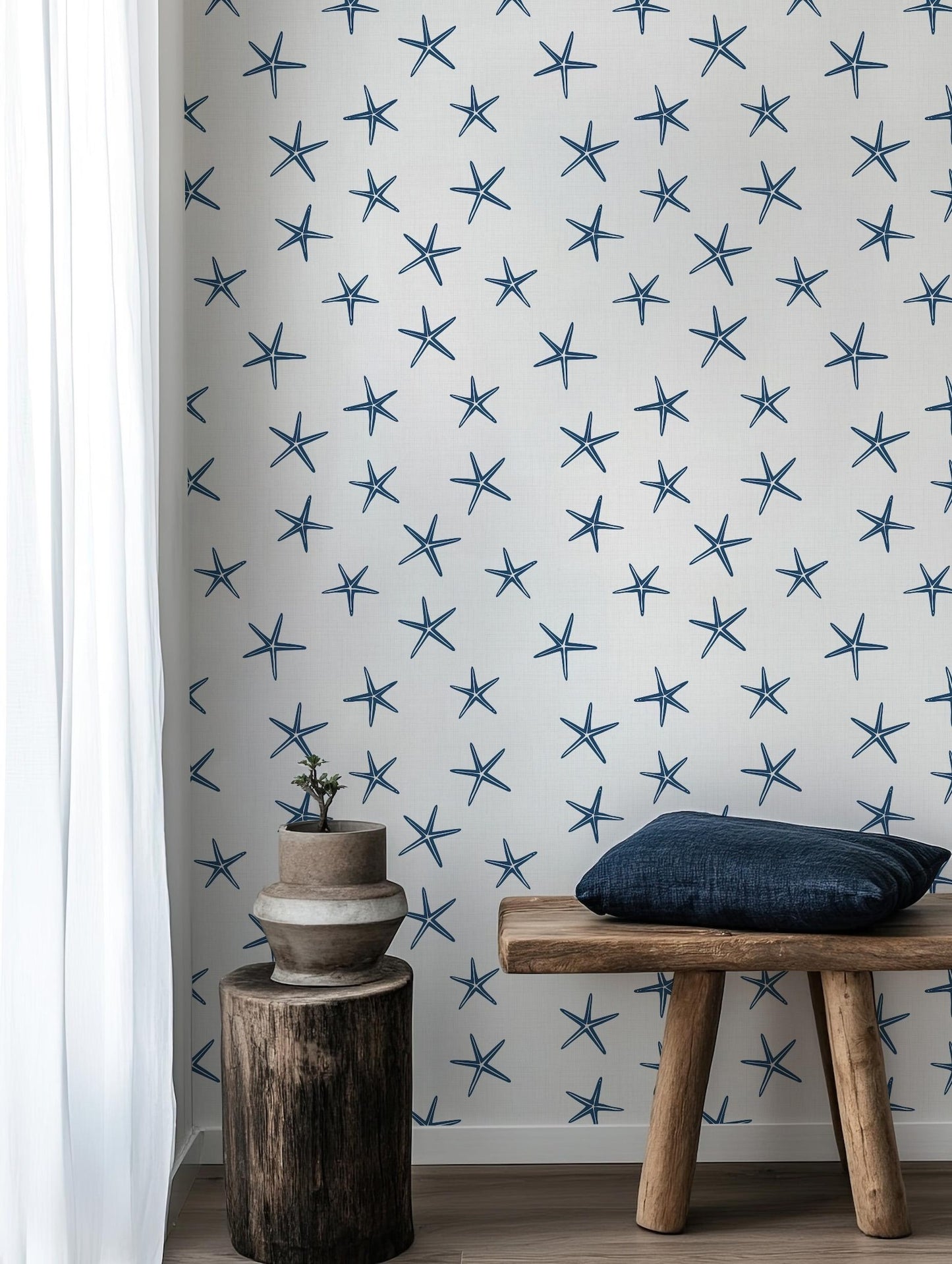Navy Starfish Wallpaper