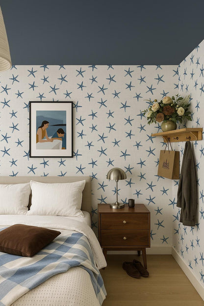 Navy Starfish Wallpaper