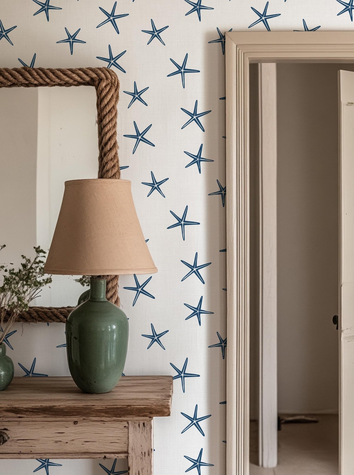 Navy Starfish Wallpaper