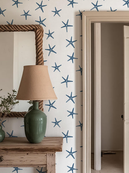 Navy Starfish Wallpaper