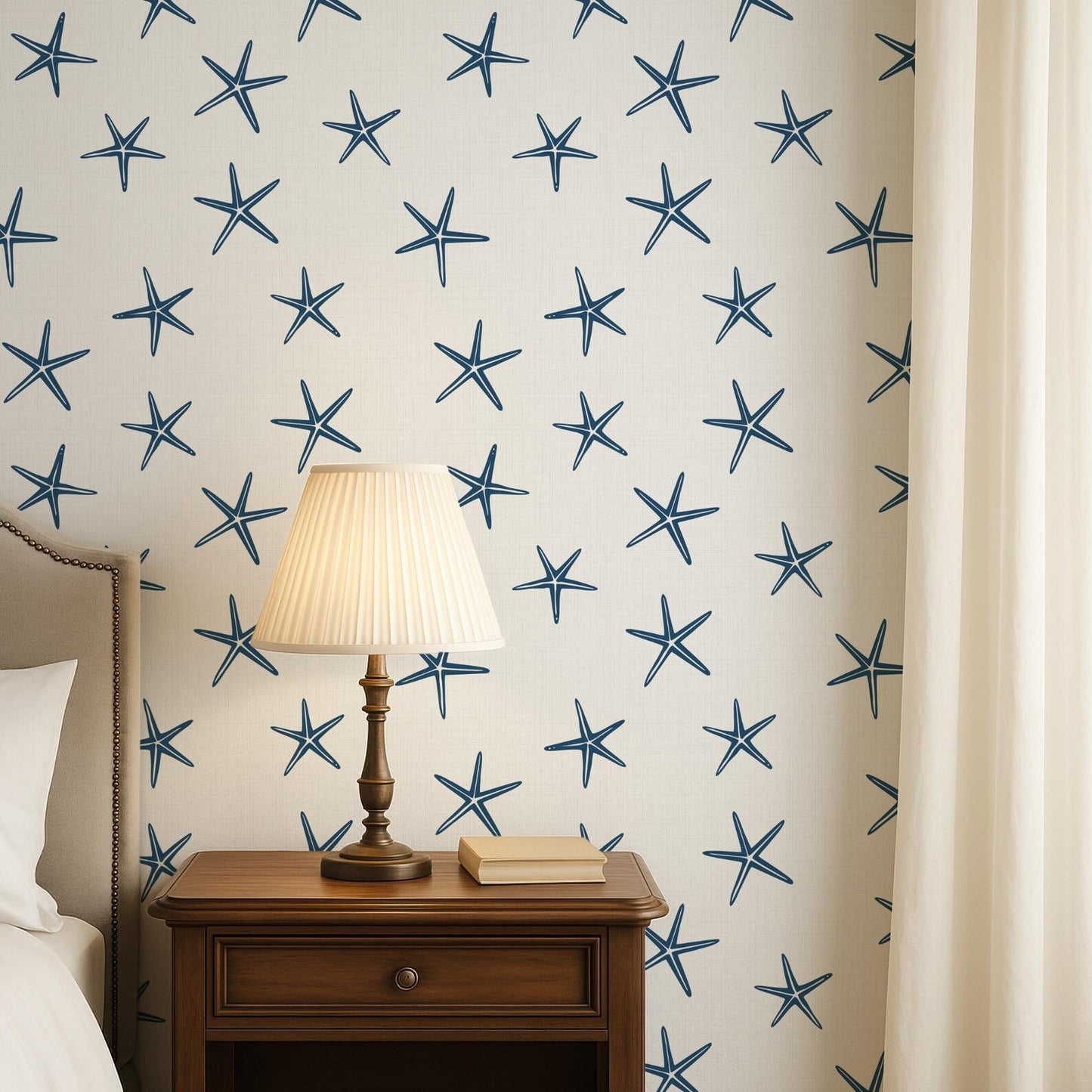Navy Starfish Wallpaper