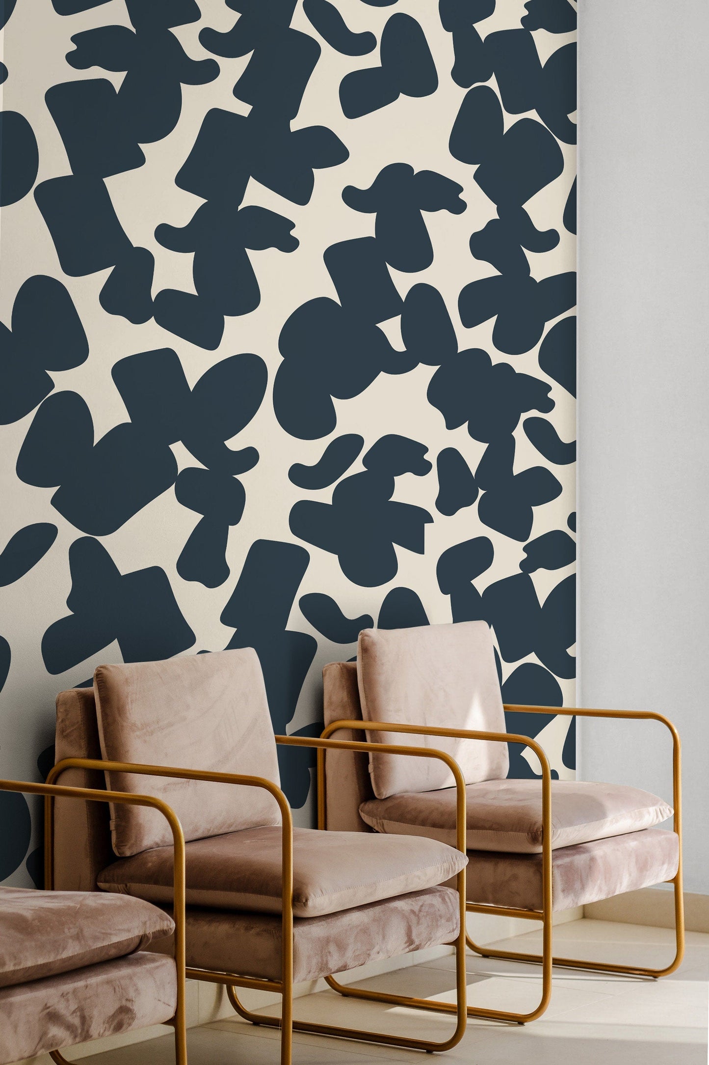 Large Black & Cream Shape Wallpaper