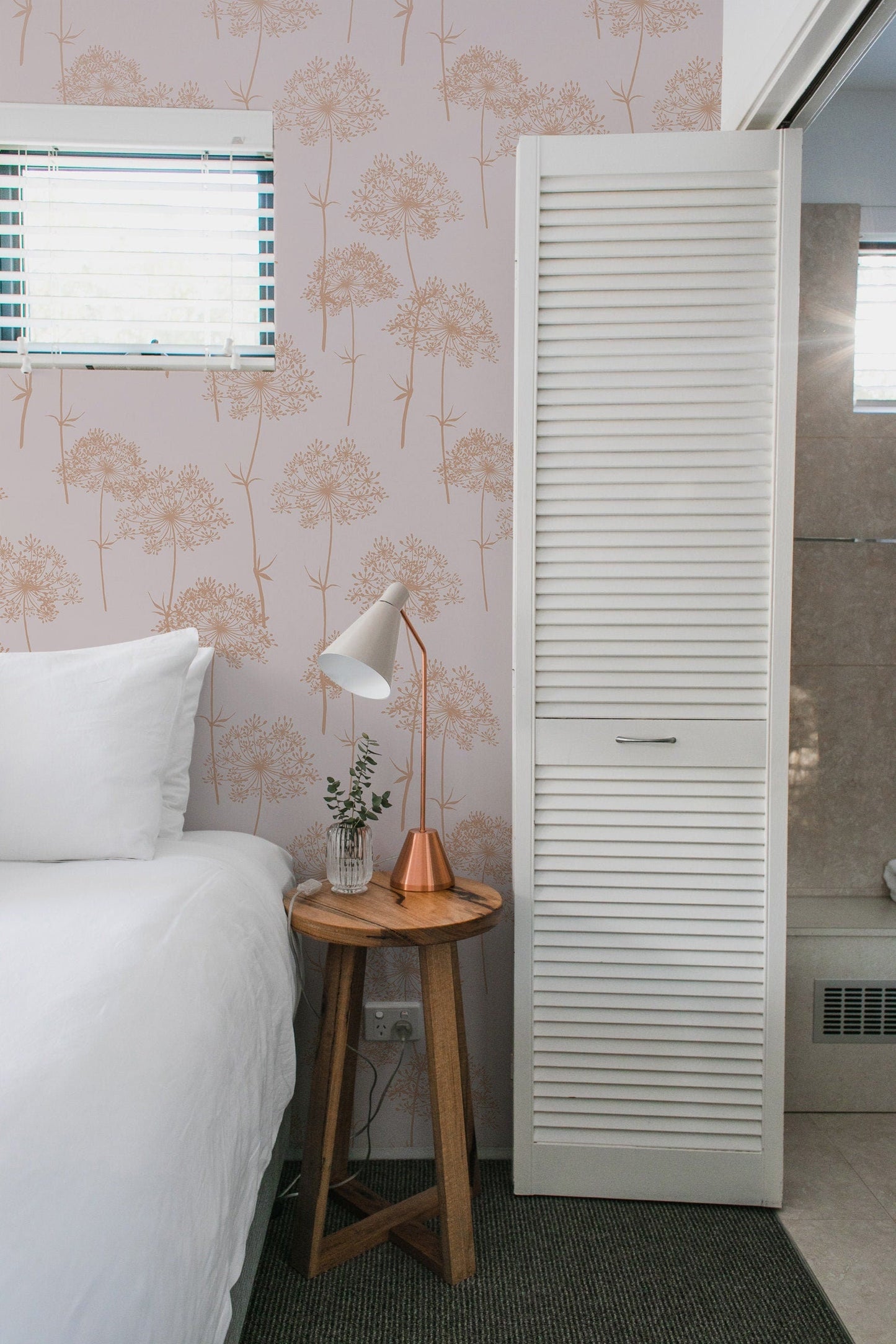 Beige & Pink Wildflower Wallpaper