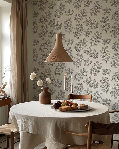 Black & White Leaf Wallpaper