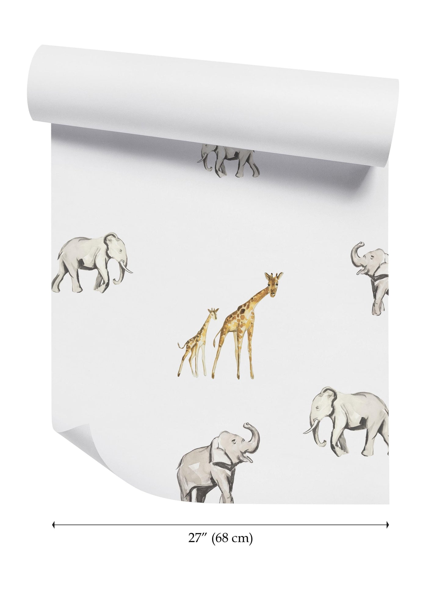 a wallpaper with elephants and giraffes on it
