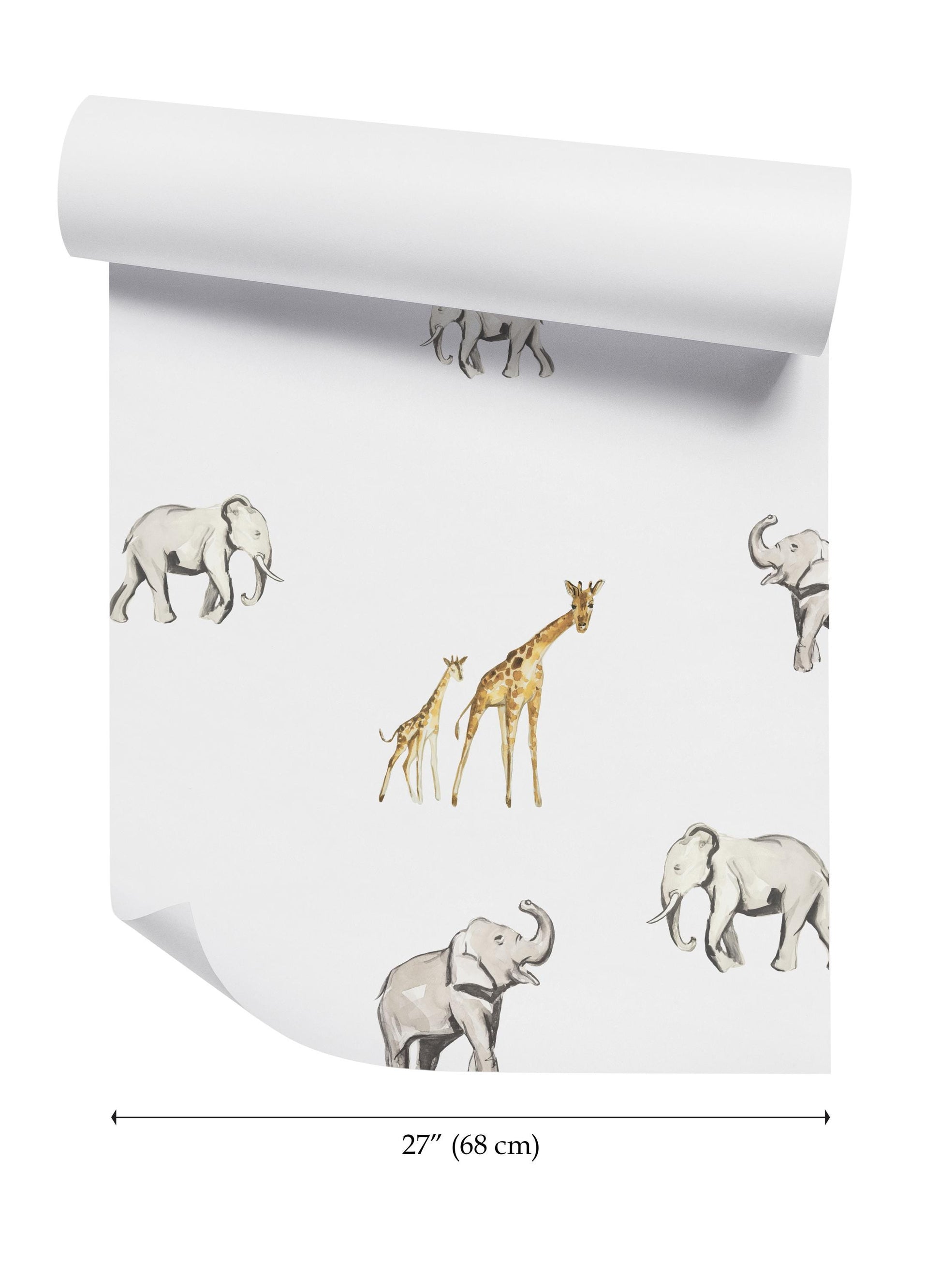 a wallpaper with elephants and giraffes on it