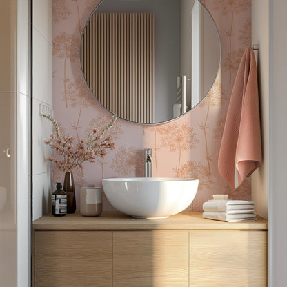 Beige & Pink Wildflower Wallpaper