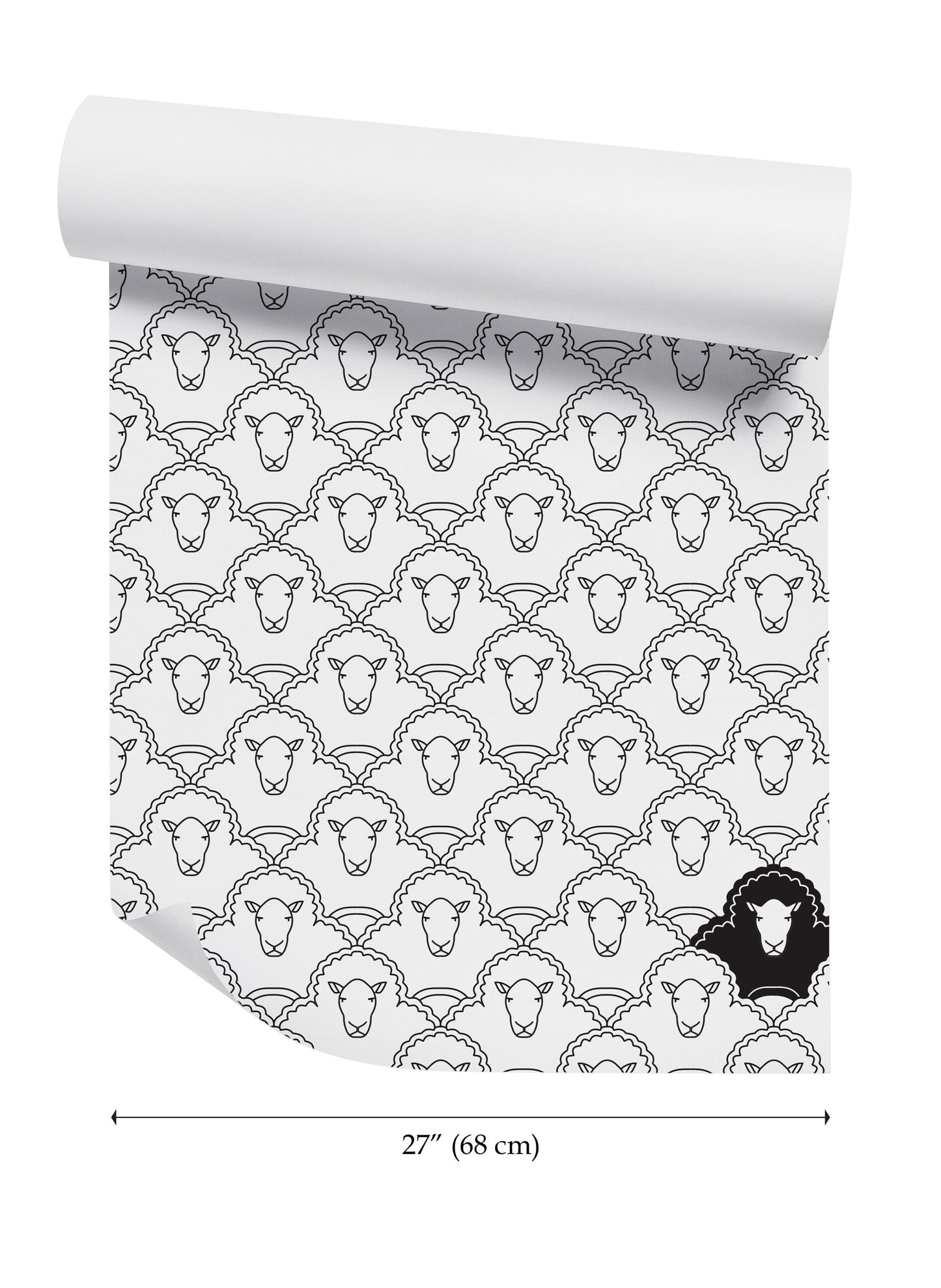 a roll of paper with a pattern of sheep on it
