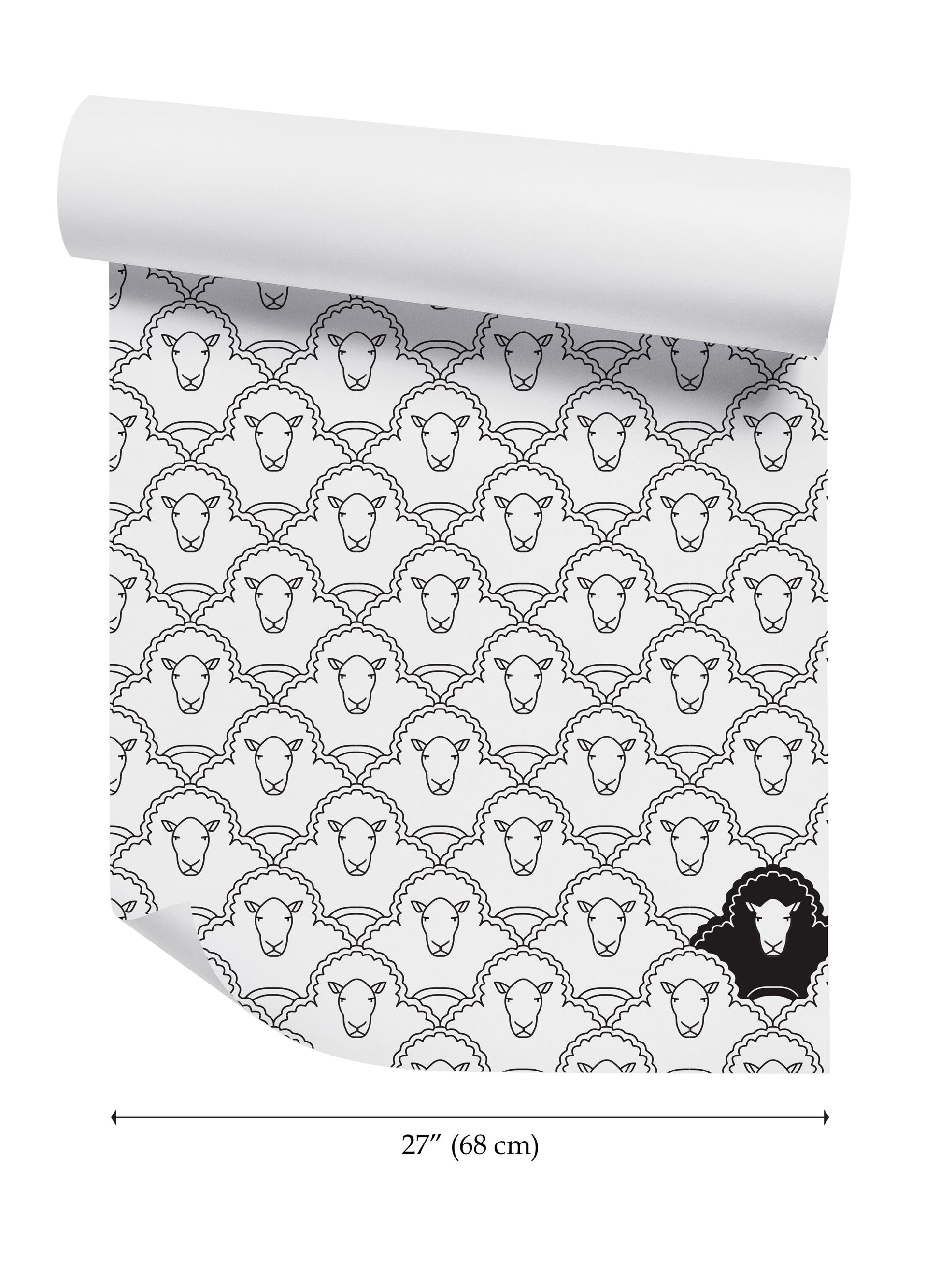 a roll of paper with a pattern of sheep on it