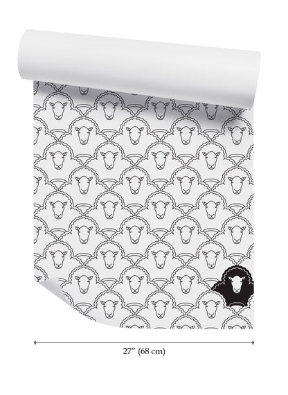 a roll of paper with a pattern of sheep on it