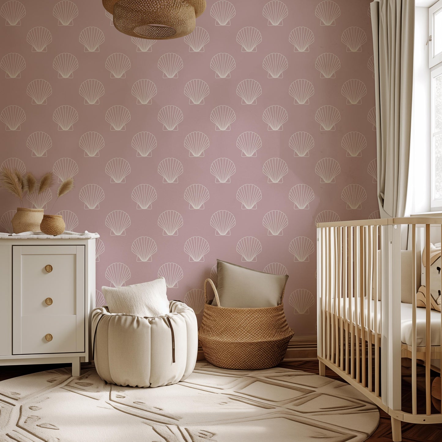 Pink Coastal Shell Wallpaper