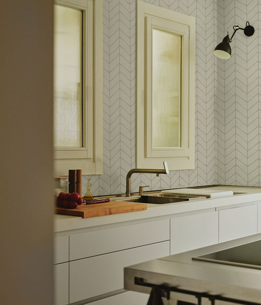 Grey Herringbone Wallpaper