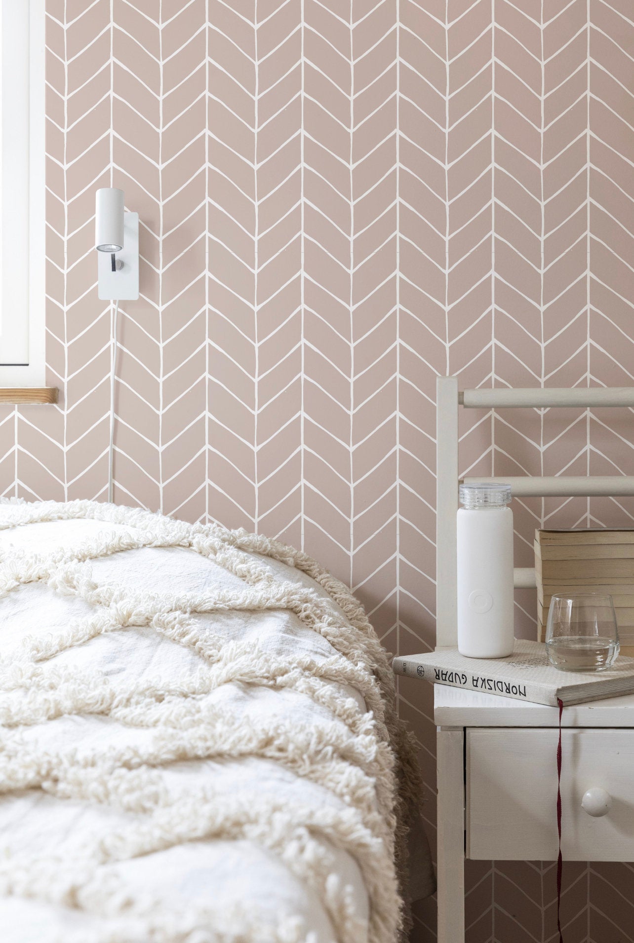 Herringbone Delicate Beige Wallpaper