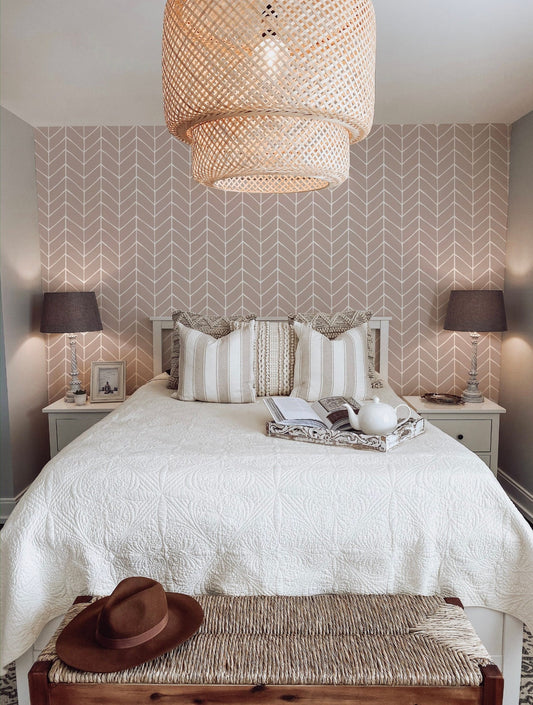 Beige Herringbone Wallpaper