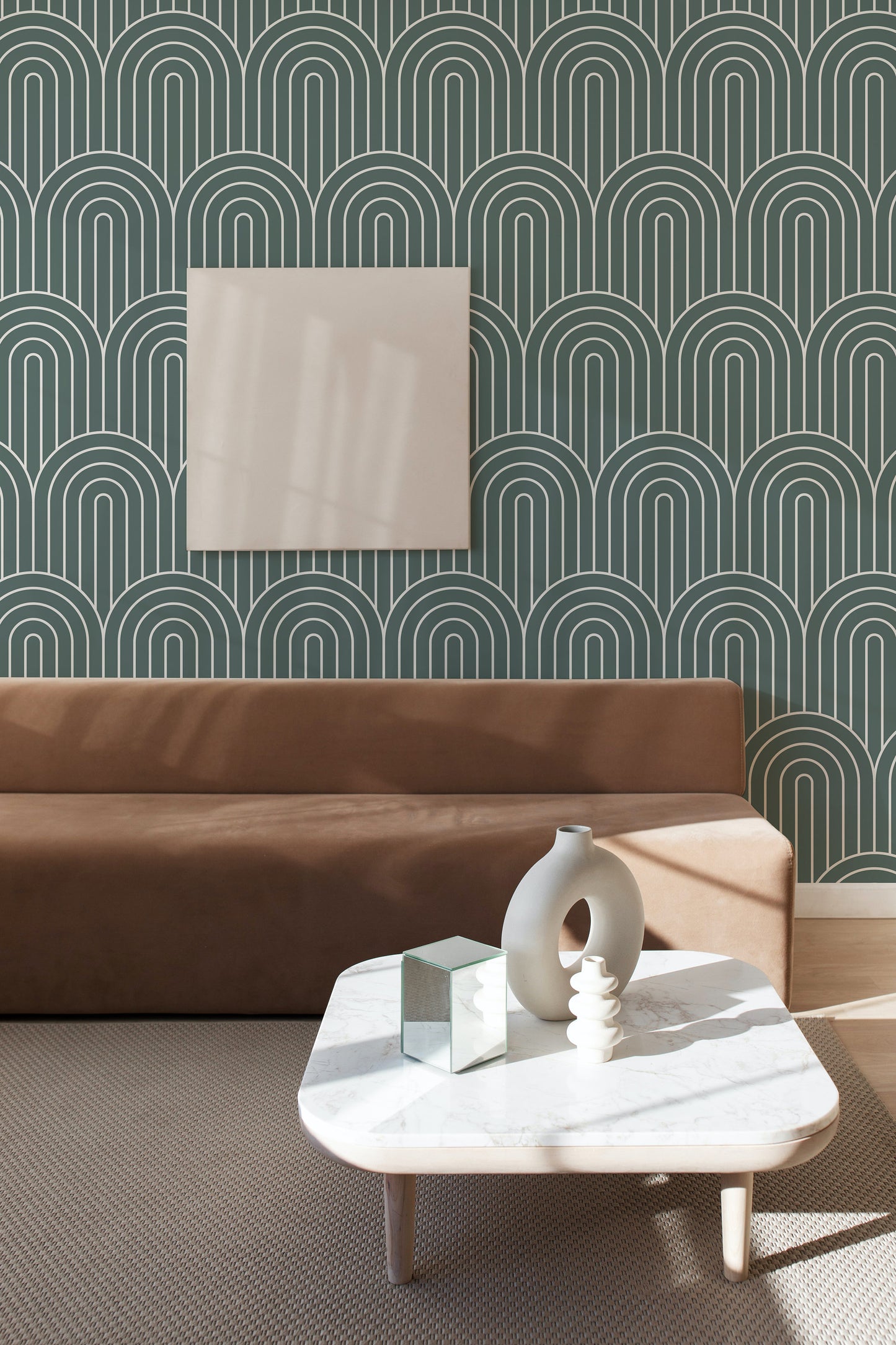 Arch Geometrical Dark Blue Modern Wallpaper