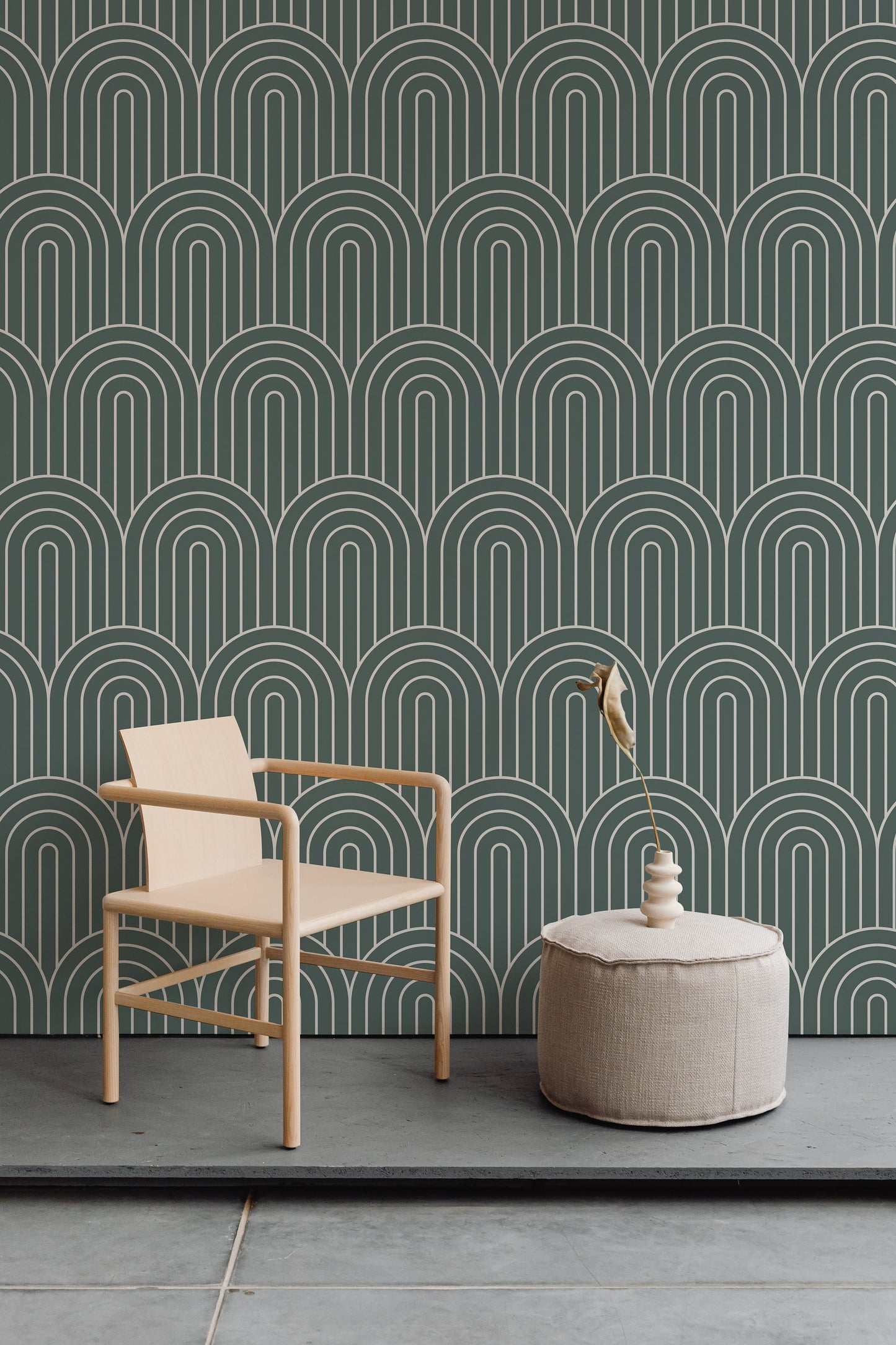 Arch Geometrical Dark Blue Modern Wallpaper